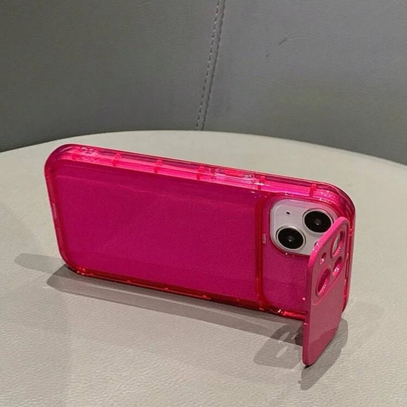 Clear Hot Pink iPhone 13 Pro Case with Mirror - Picture 4 of 4